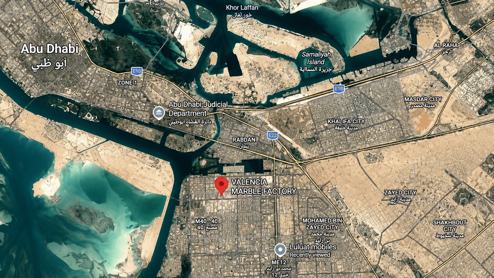 Valencia Marble Factory Location Map